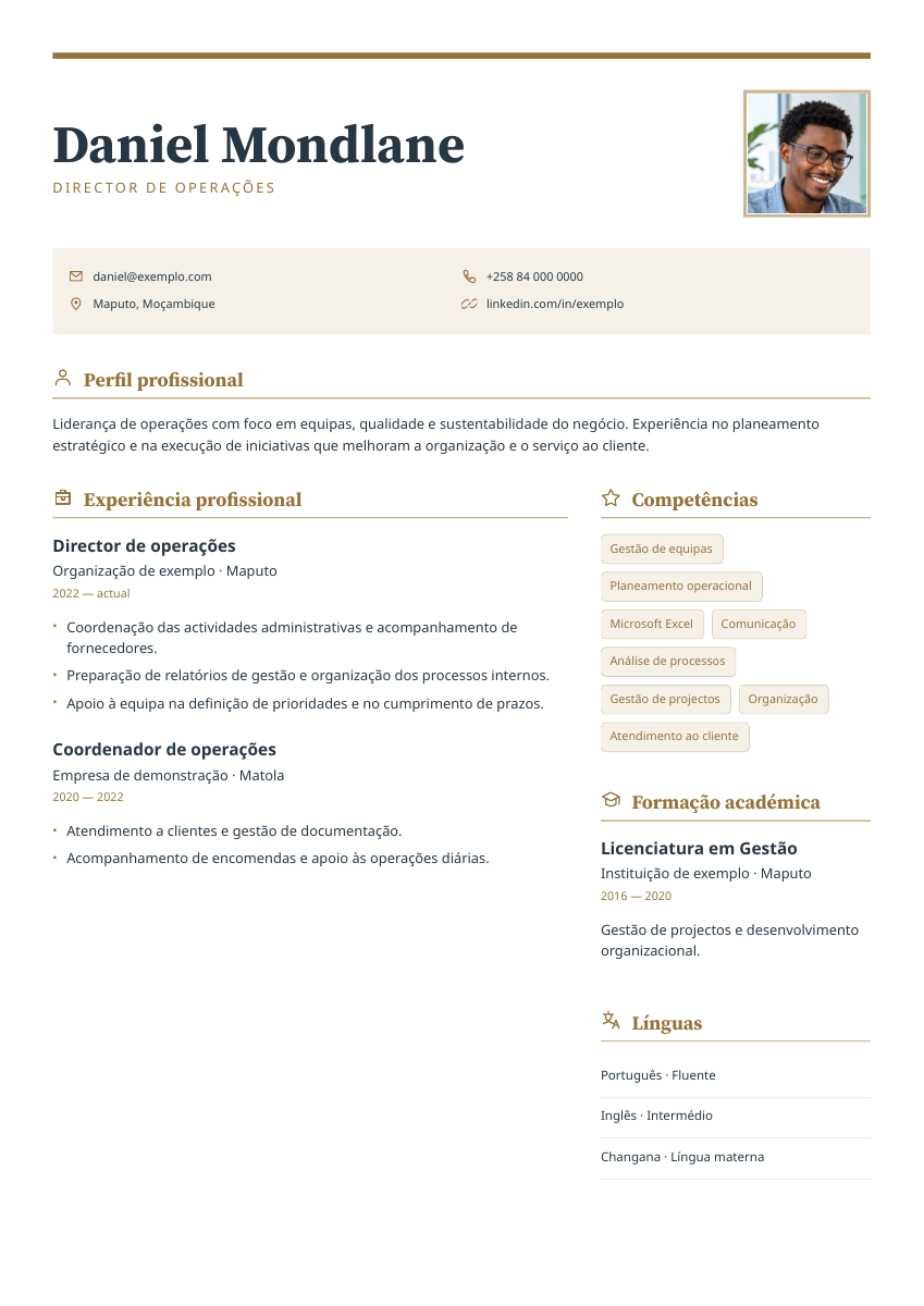 Exemplo Prestígio: Fotografia · Tipografia editorial e dourado